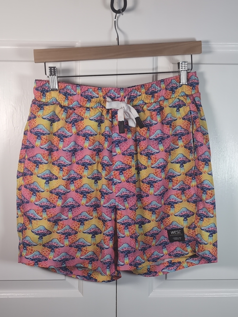 WeSC Zack Shrooms All Over Print Swim Trunks Psychedelic Mushroom Shorts